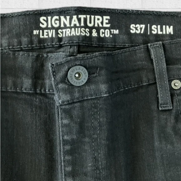 Signature Levi Strauss Denim Black Jeans Size S37 Slim W40 L30